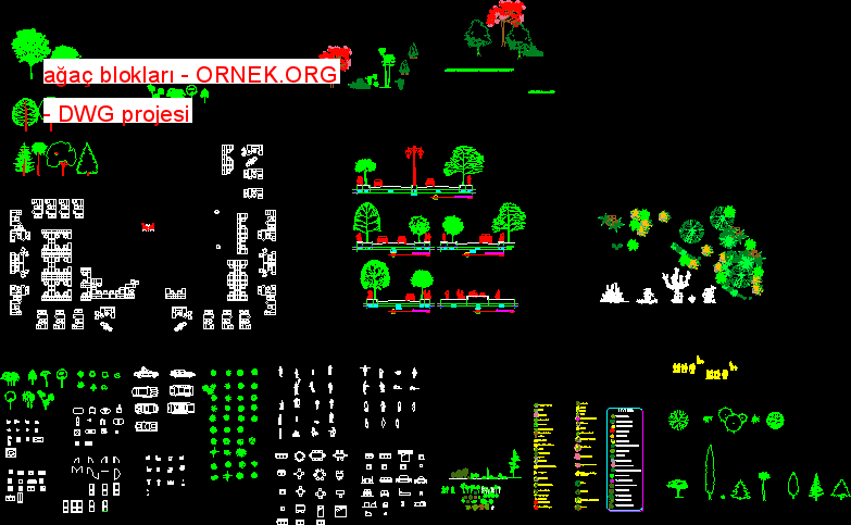 ağaç blokları Autocad Çizimi