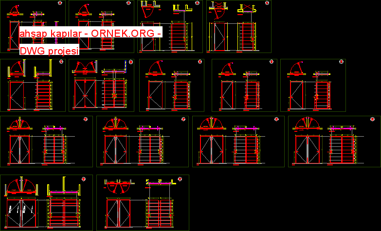 ahşap kapılar Autocad Çizimi