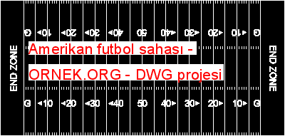 Amerikan futbol sahası Autocad Çizimi