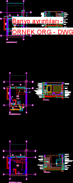 Banyo ayrıntıları Autocad Çizimi