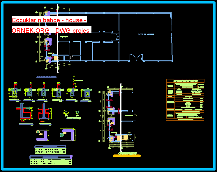 Çocukların bahçe - house Autocad Çizimi