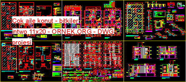 Çok aile konut - Planlar intwo 11x20 Autocad Çizimi