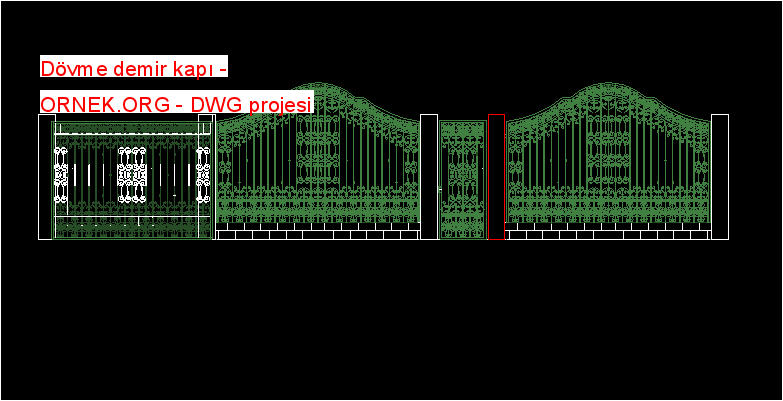 Dövme demir kapı Autocad Çizimi