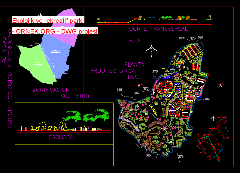 Ekolojik ve rekreatif parkı Autocad Çizimi