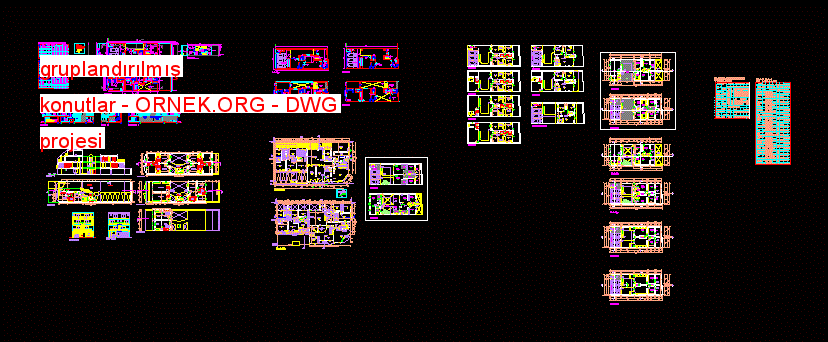 gruplandırılmış konutlar Autocad Çizimi
