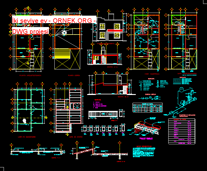 İki seviye ev Autocad Çizimi