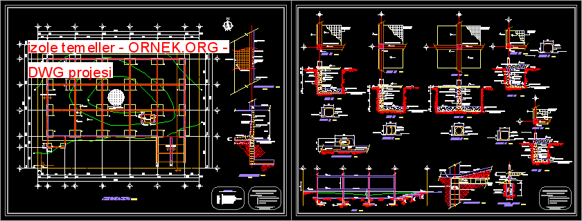 izole temeller Autocad Çizimi