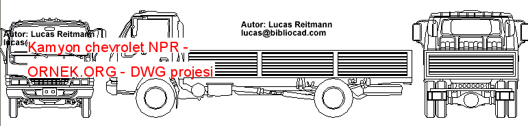 Kamyon chevrolet NPR Autocad Çizimi
