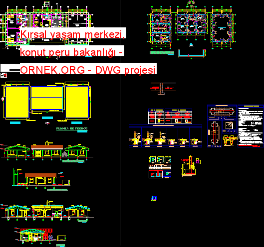 Kırsal yaşam merkezi, konut peru bakanlığı Autocad Çizimi