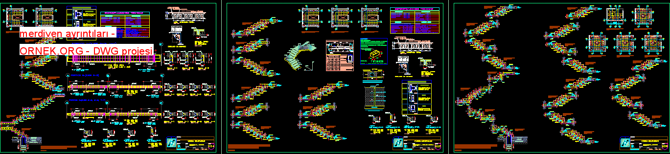 merdiven ayrıntıları Autocad Çizimi