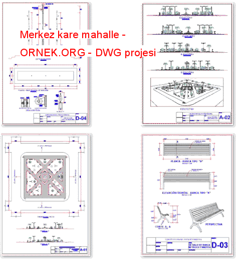 Merkez kare mahalle Autocad Çizimi