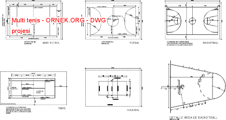 Multi tenis Autocad Çizimi