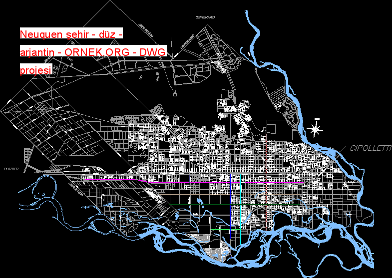 Neuquen şehir - düz - arjantin Autocad Çizimi