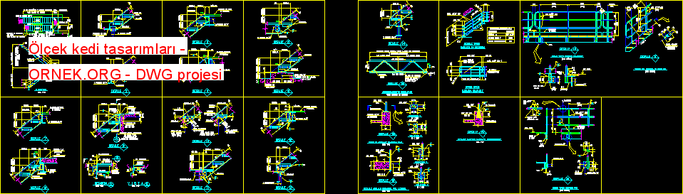 Ölçek kedi tasarımları Autocad Çizimi