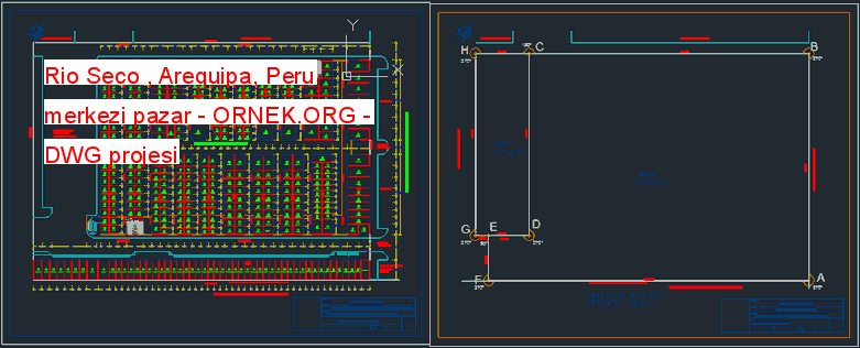 Rio Seco , Arequipa, Peru merkezi pazar Autocad Çizimi