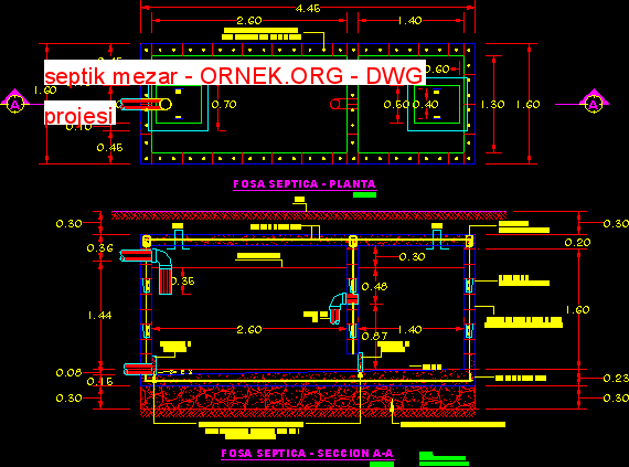 septik mezar Autocad Çizimi