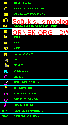 Soğuk su simbology Autocad Çizimi