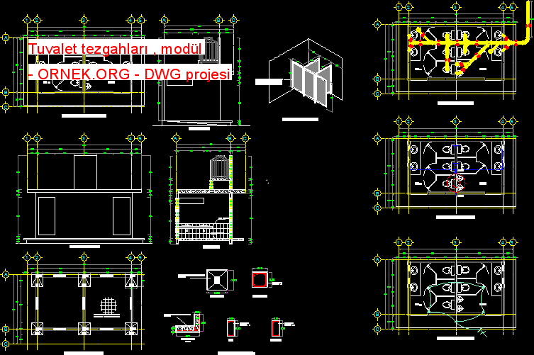 Tuvalet tezgahları , modül Autocad Çizimi