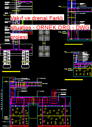 Vakıf ve drenaj Farklı situatios Autocad Çizimi