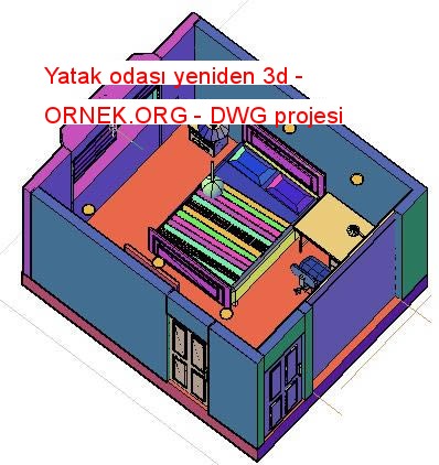 Yatak odası yeniden 3d Autocad Çizimi