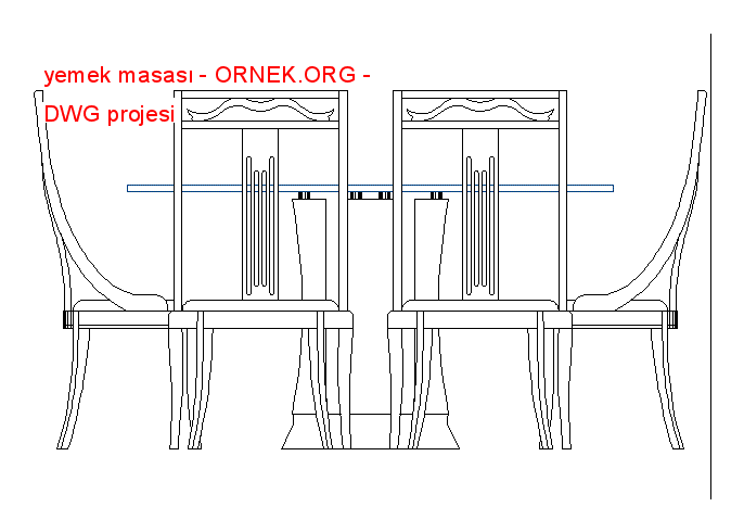 yemek masası Autocad Çizimi